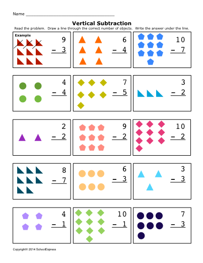 Subtraction 0 10 Vertical Set 3 EWorkbook