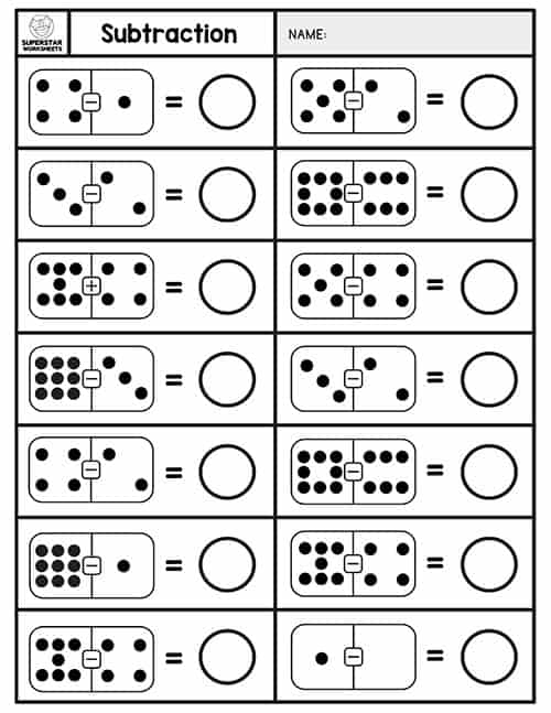 Subtraction Dominos Worksheets Superstar Worksheets