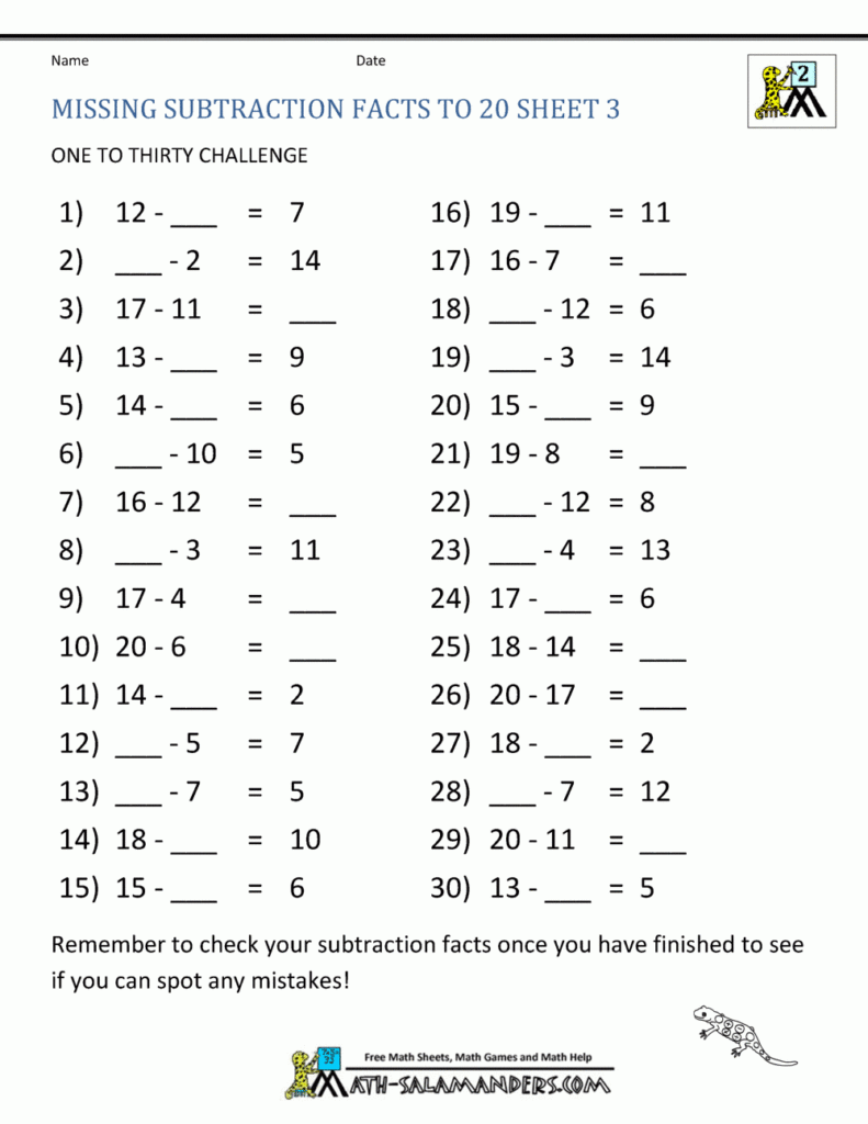 Subtraction For Kids 2nd Grade