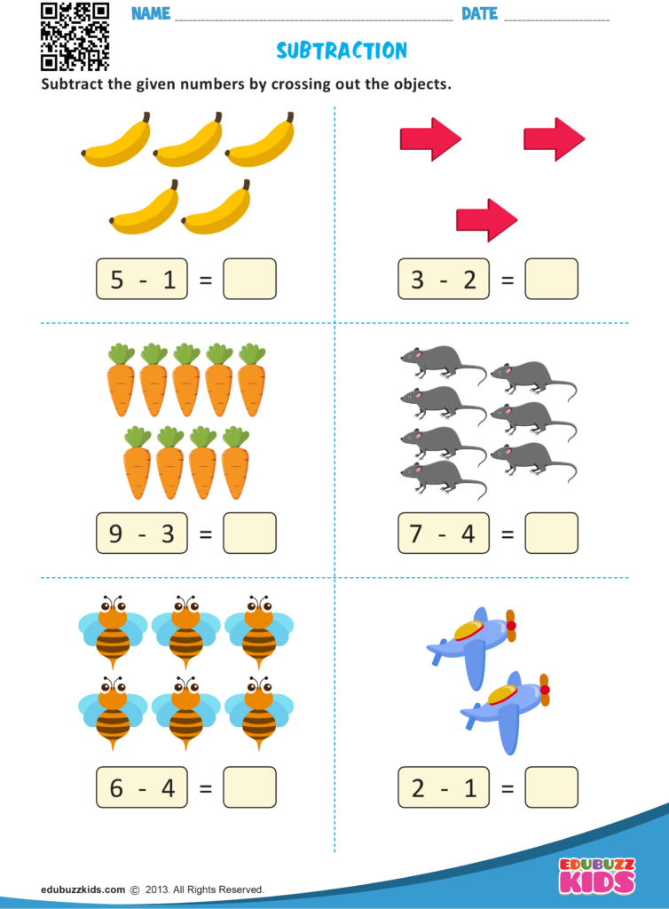 SUBTRACTION Math Activities Preschool Kids Math Worksheets 