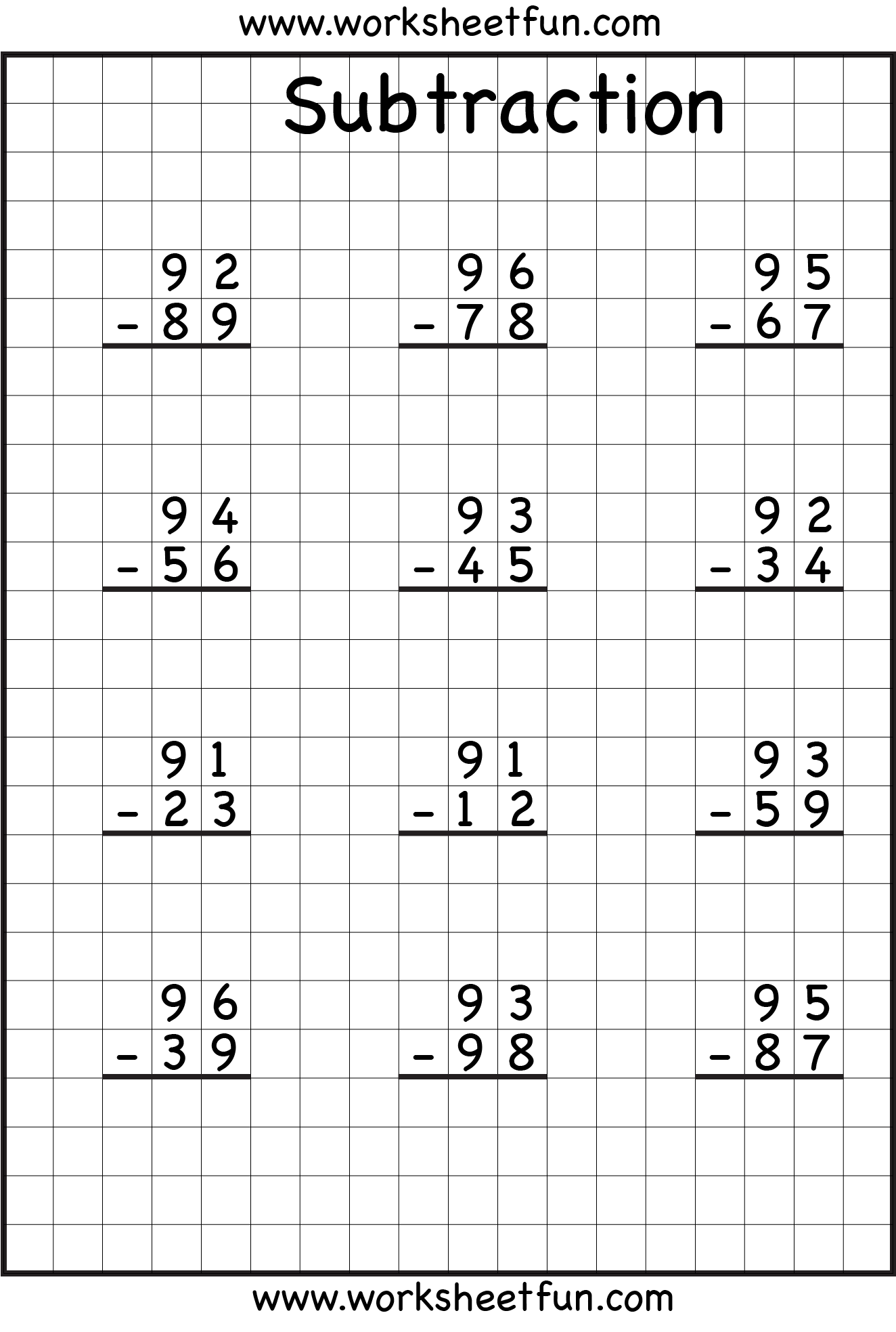 Subtraction Regrouping Cursos De Matematicas Hojas De C lculo 