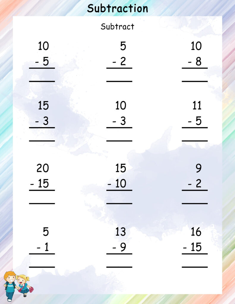 Subtraction Sums Math Worksheets MathsDiary