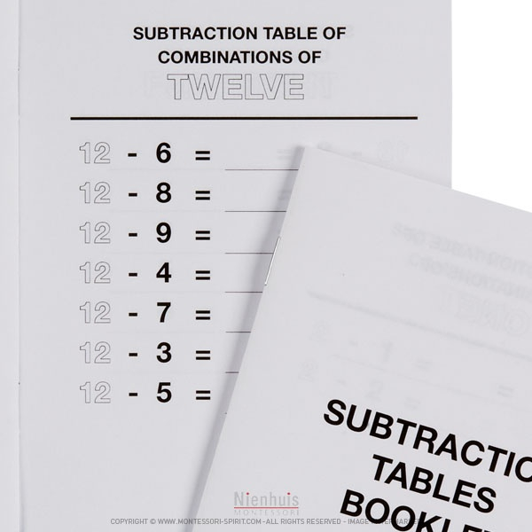 Subtraction Tables Booklet 2 Montessori Spirit