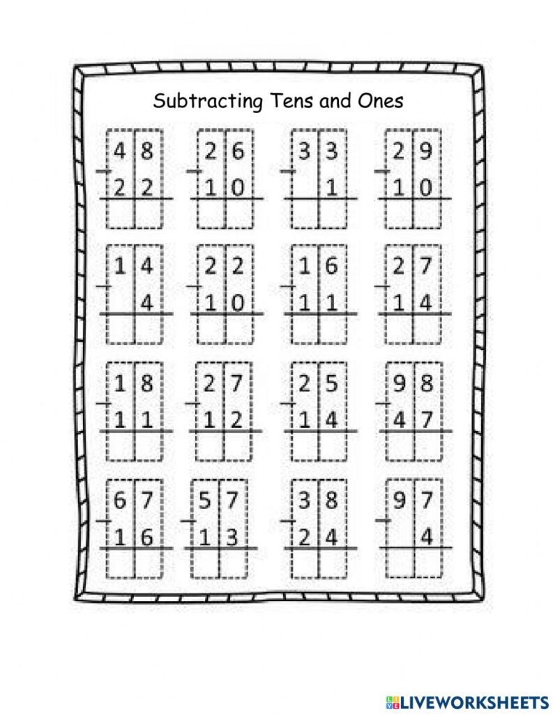 Subtraction Tens And Ones No Regrouping Worksheet