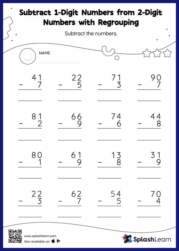 Subtraction With Regrouping Worksheets For 1st Graders Online SplashLearn