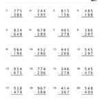 Subtraction Worksheet 3 Digit Subtraction With Regrouping Set B