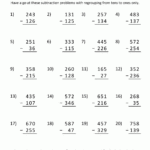 Subtraction Worksheet 3rd Grade