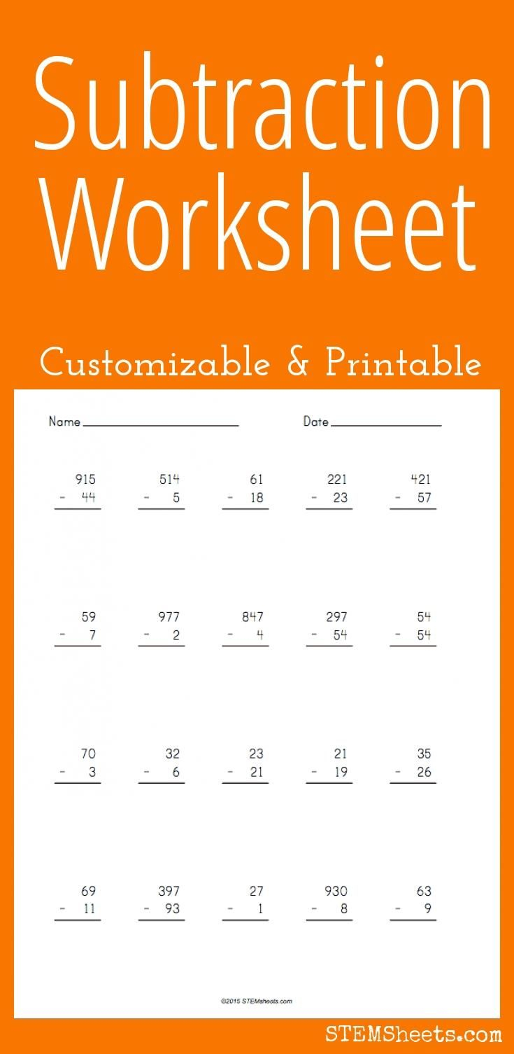 Subtraction Worksheet Customizable And Printable Worksheet Maker 