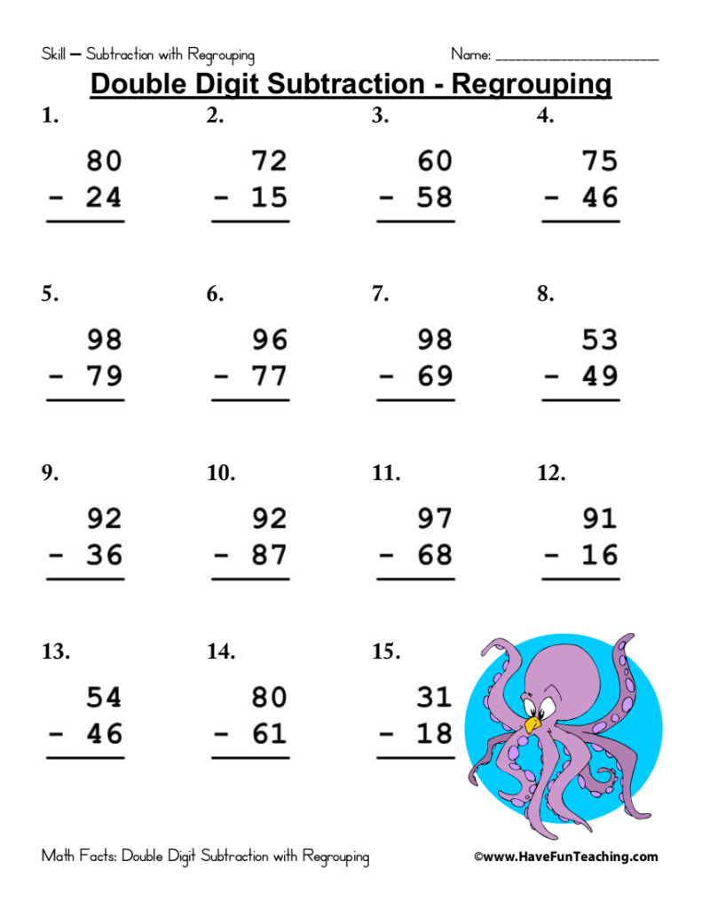 Subtraction Worksheet Examples 6 PDF Examples