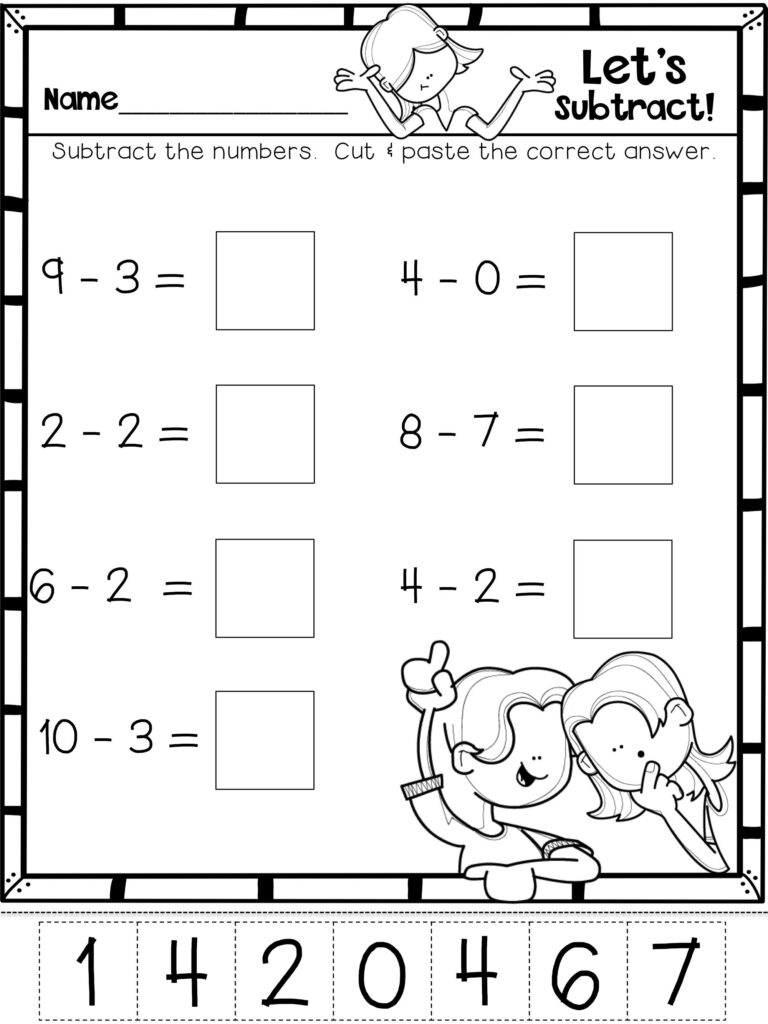 Subtraction Worksheet For Kindergarten