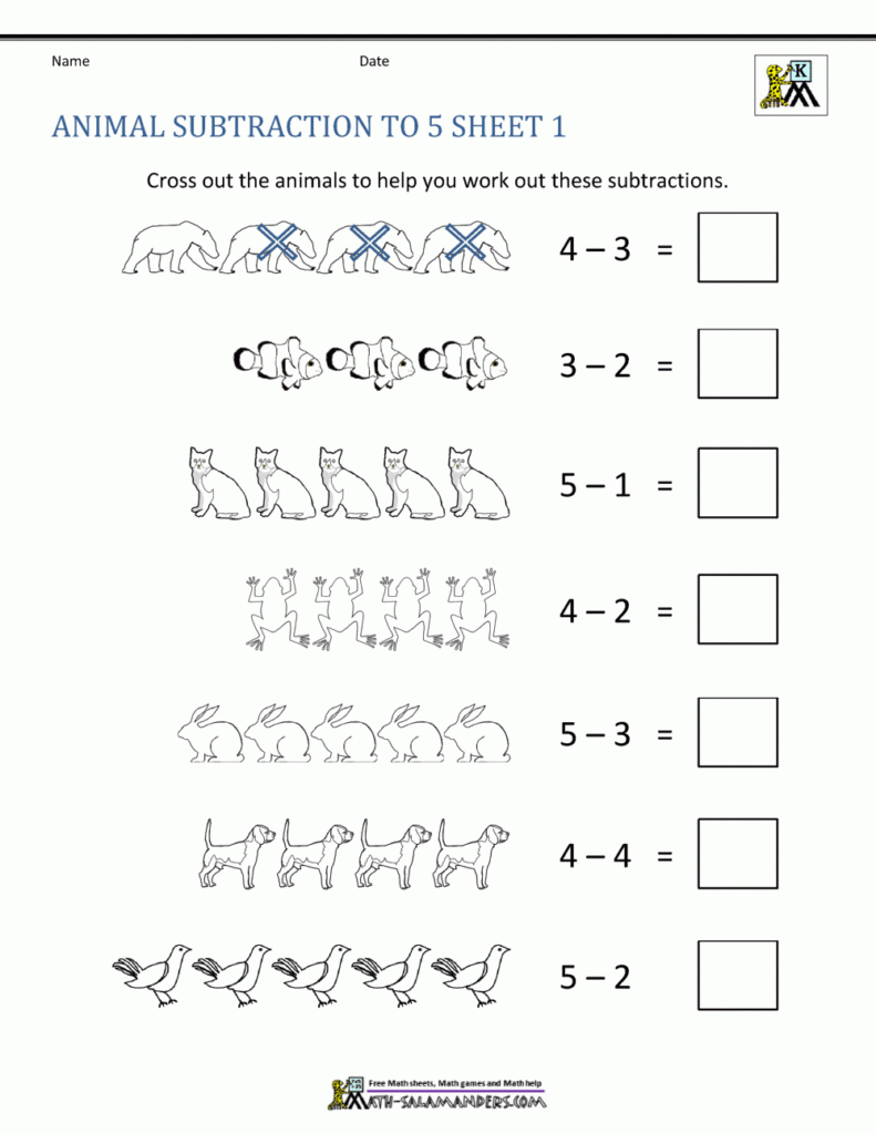 Subtraction Worksheets For Kindergarten And Subtraction Activities 09C