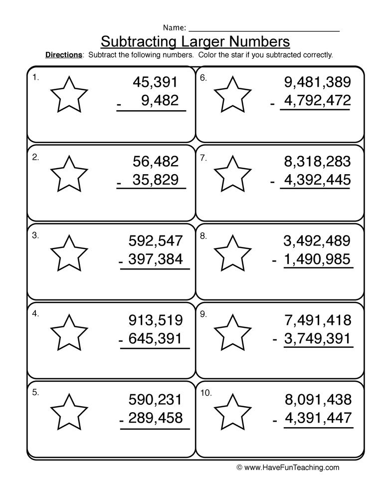 Subtraction Worksheets Page 4 Of 6 Have Fun Teaching