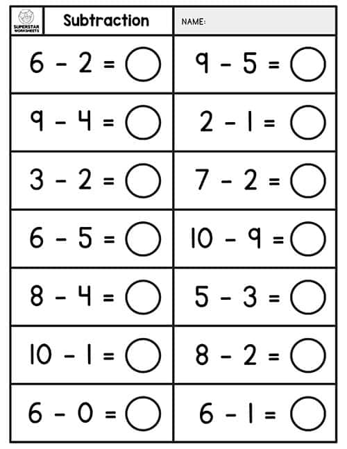 Subtraction Worksheets Superstar Worksheets