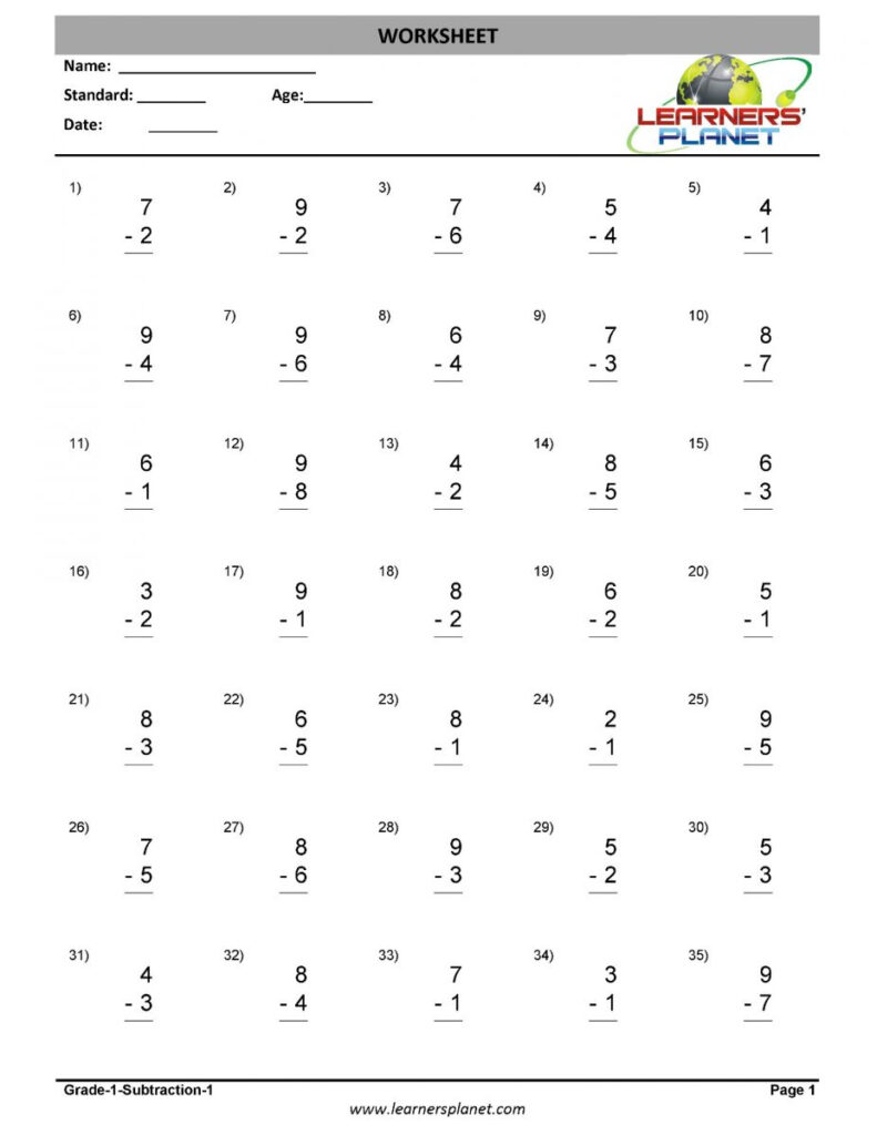 Subtraction Worksheets Workbooks For Class 1 Students Study Material