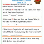 Summer Review No Prep Kindergarten Word Problem Worksheets Word Math