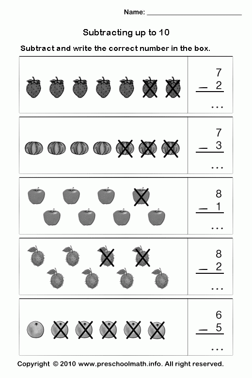 Superkids Math Worksheet Subtraction