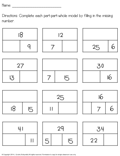 This Is A Worksheet For Adding And Subtracting Using Part Part Whole 