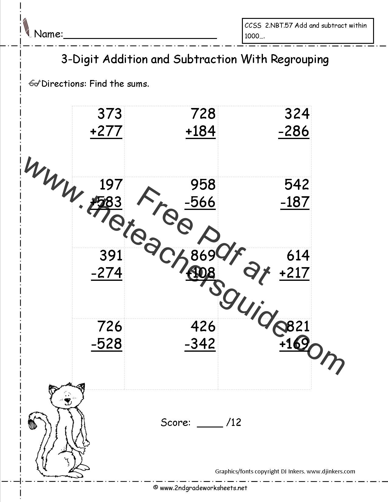 Three Digit Addition And Subtraction Worksheets From The Teacher s Guide