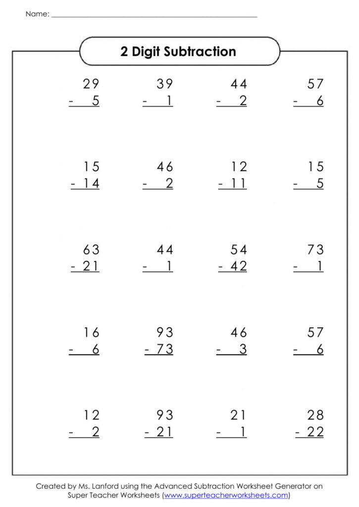 Two Digit Subtraction With Regrouping Worksheets Kamberlawgroup
