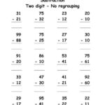 Two Digit Subtraction Without Regrouping Worksheets Free Printable