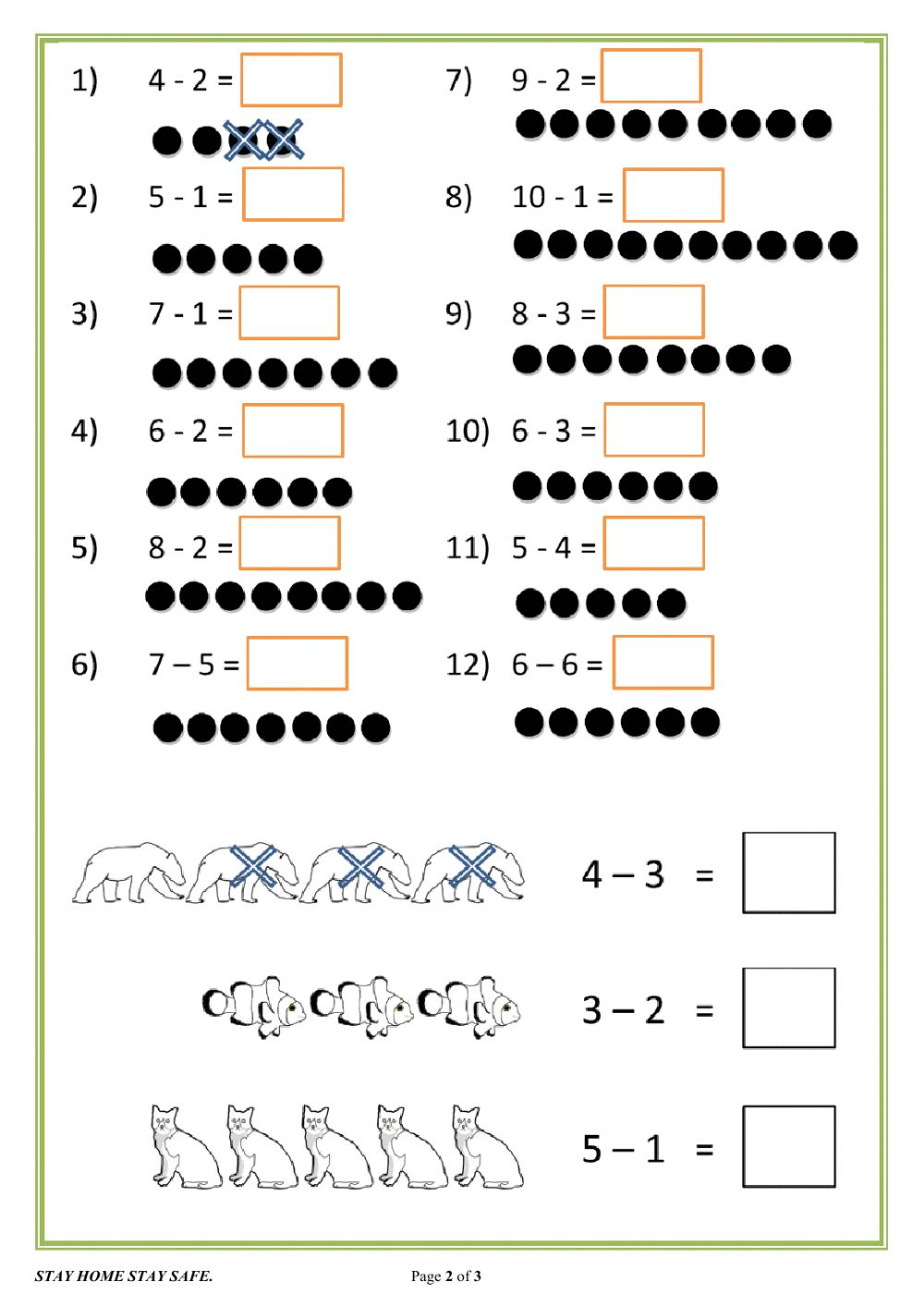 Ukg Subtraction Worksheet