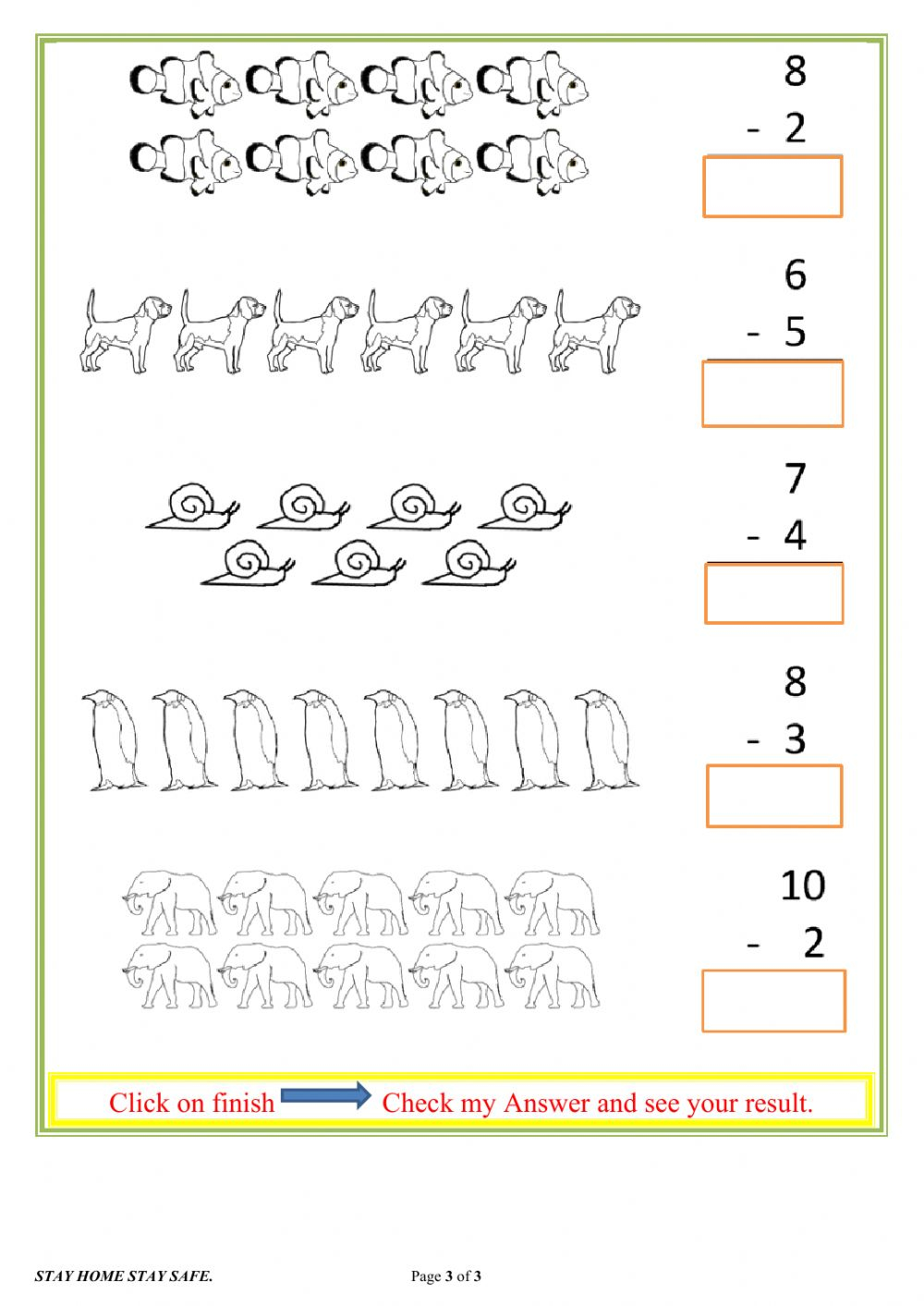 Ukg Subtraction Worksheet