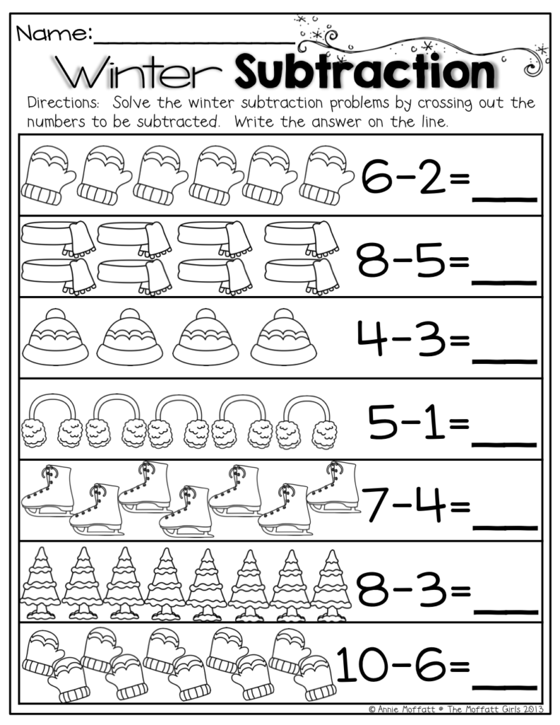 Winter Subtractions Homeschooling Math Kindergarten Homeschool Math 