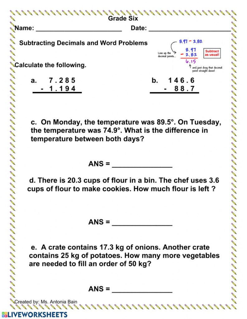 Word Problems Involving Decimals Worksheets Free Download Goodimg co