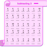 Worksheet On Subtracting 3 Questions Based On Subtraction Subtraction