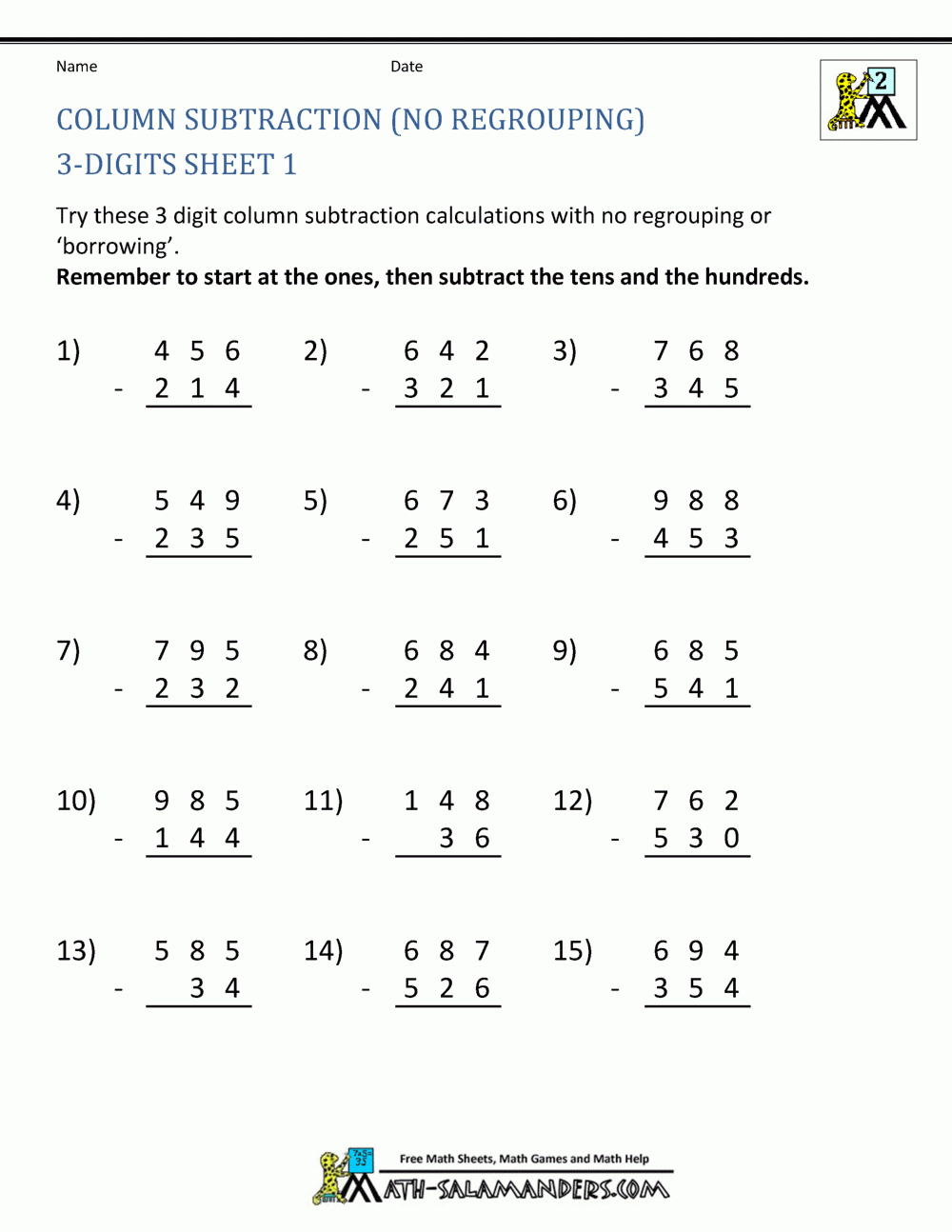 Worksheet Three Digit Addition And Subtraction Grass Fedjp Worksheet 