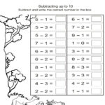 Worksheets For Grade 1 Math Subtraction Preschool Kindergarten