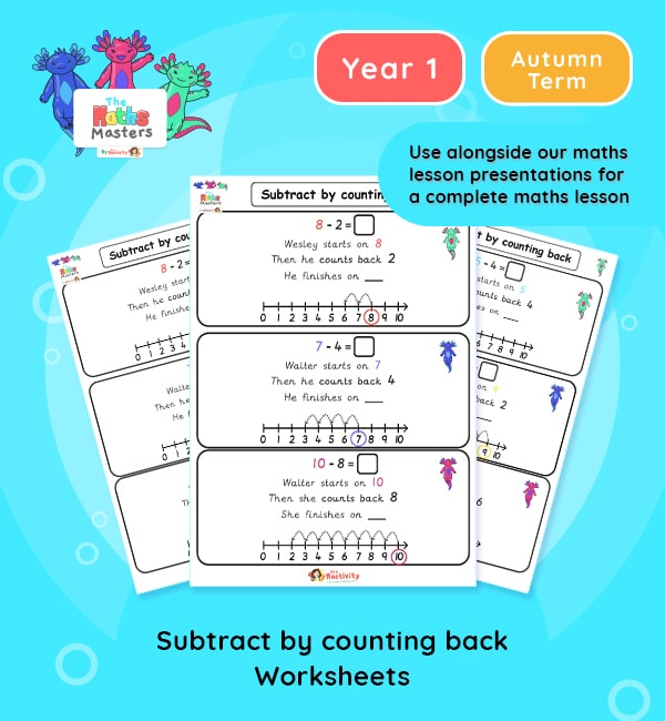 Year 1 Subtract By Counting Back Worksheets Year 1 Subtraction