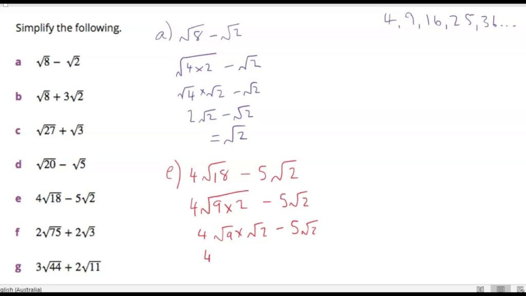 Year 10 Maths Adding And Subtracting Surds 3B YouTube